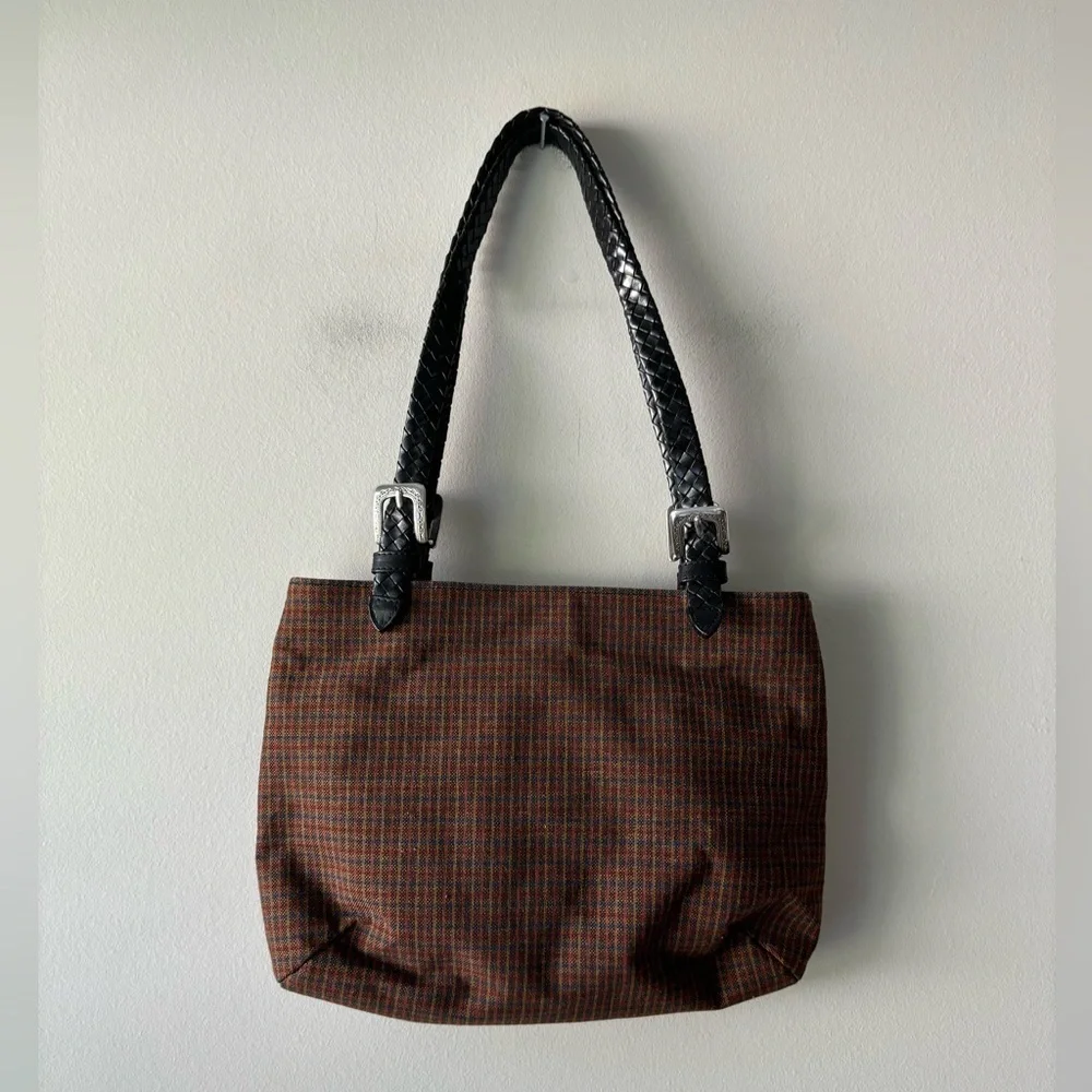 Brighton vintage fabric tote bag color brow‎ and black